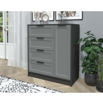 Тумба Тренд КТ-Т90 (Антрацит ЛДСП/ Серый ЛМДФ) Ш900 В1020 Г451